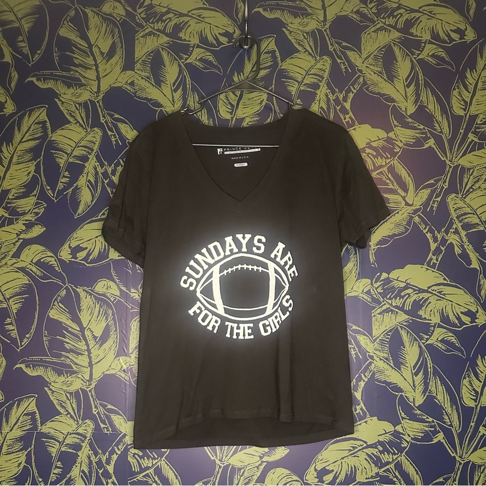 Black Graphic T-Shirt with Football Design